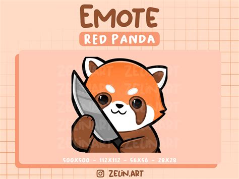 Cute Red Panda Knife Emote for Twitch, Discord and Youtube Streamer ...