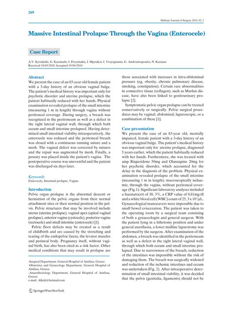 PDF Massive Intestinal Prolapse Through The Vagina Enterocele