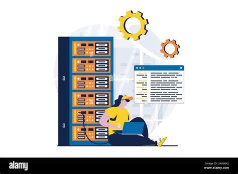 Concepto De Mantenimiento Del Servidor Con La Escena De La Gente En El