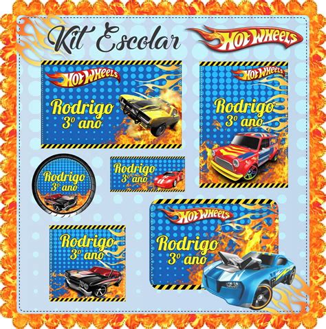 Arquivo Digital Etiqueta Escolar Hot Wheels C Elo