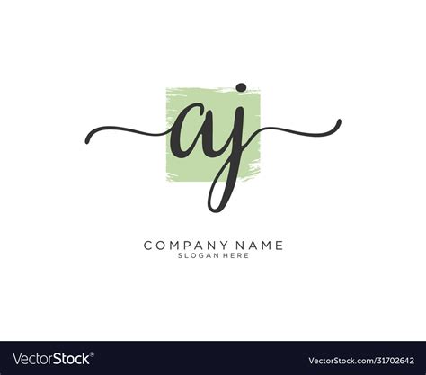 Aj Initial Handwriting Logo Design Royalty Free Vector Image