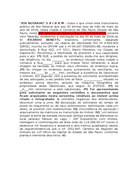 Ata Notarial Usucapião Extrajudicial Lei Estatutária Julgamentos