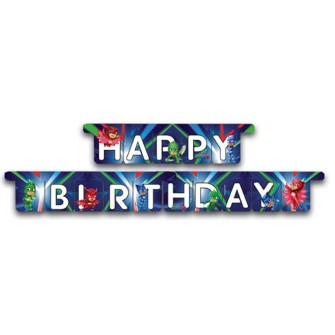 Grinalda Banner Happy Birthday Pj Masks Azul Festasparty