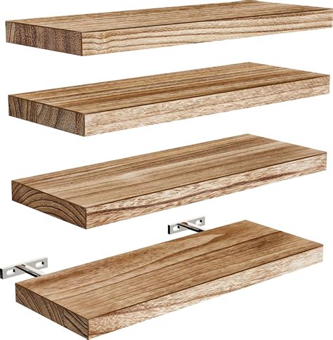 Amada Homefurnishing Floating Shelves Paulownia Wood Wall Shelves For