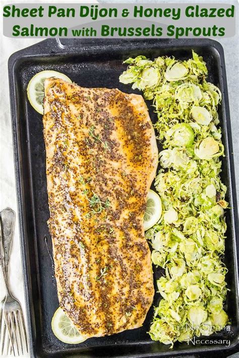 Sheet Pan Dijon Honey Glazed Salmon With Brussels Sprouts