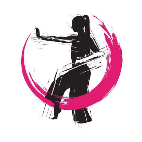 Martial Arts Silhouette With Grunge Brush Suitable For Self Defense