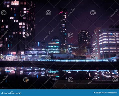 Beautiful Illuminated Downtown Skyline at Night in Liverpool, UK ...