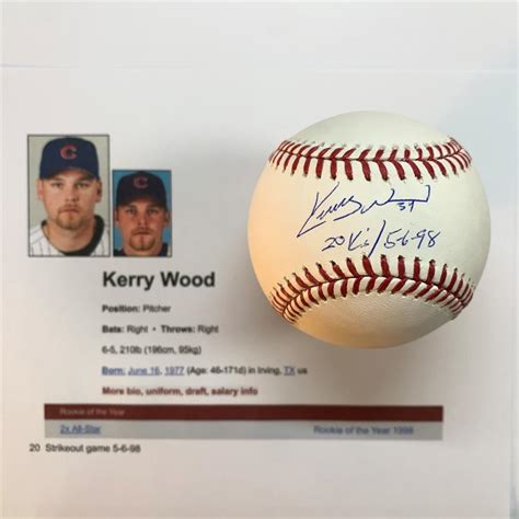 Rookie of the Year Kerry Wood Cubs Autographed Baseball with Holder ...