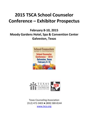 Fillable Online Txca 2015 TSCA School Counselor Conference Exhibitor