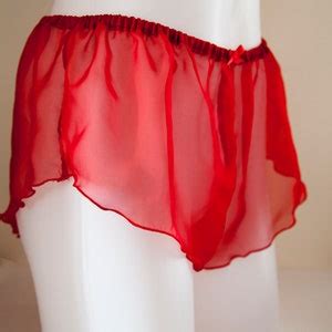French Knickers Sheer Chiffon Panties Red Sexy Lingerie Underwear See Through Etsy