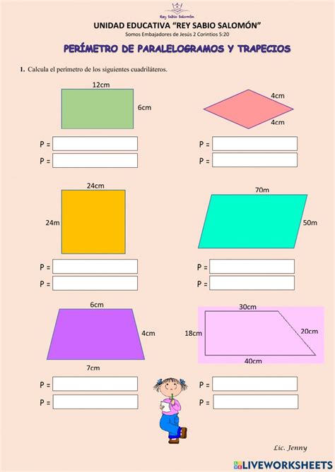 Perímetro de paralelogramos y trapecios worksheet Map Bar chart Chart