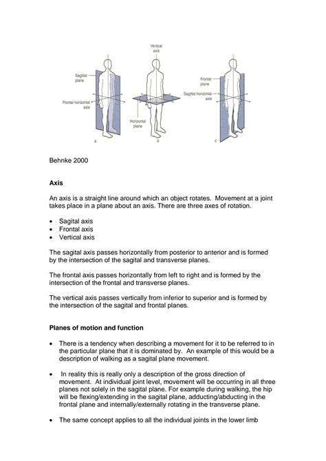 Solution Understanding Planes And Axes Of Movement Studypool