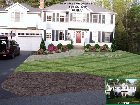 Front Yard Landscape Design Ma Colonial Home Landscaping Front Yard