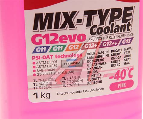46801 Антифриз розовый -40C 1кг G12evo MIX-TYPE COOLANT TOTACHI - 46801 ...