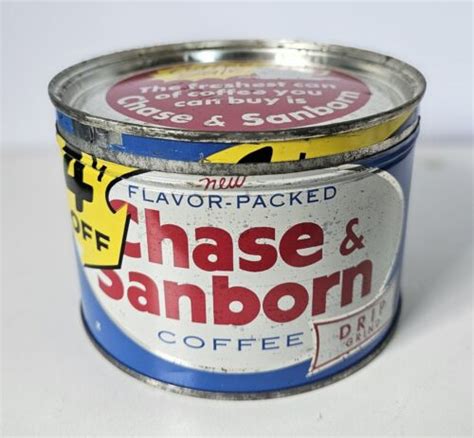 Vintage Chase Sanborn Coffee Lb Can Tin Flavor Packed Off Drip