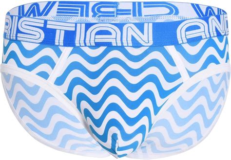 Amazon Andrew Christian Waves Brief W Almost Naked Electric Blue White Large Clothing