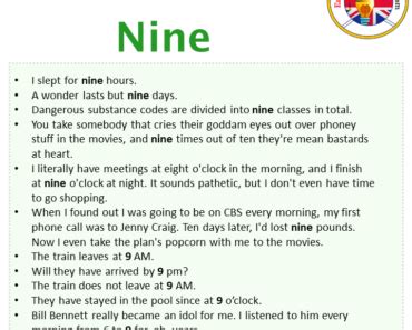 Nine in a Sentence in English Archives - English Grammar Here