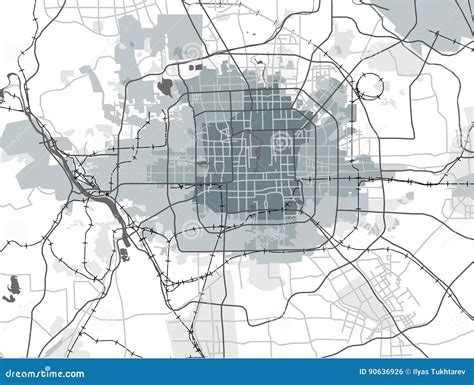 Kaart Van De Stad Van Peking China Stock Illustratie Illustration Of