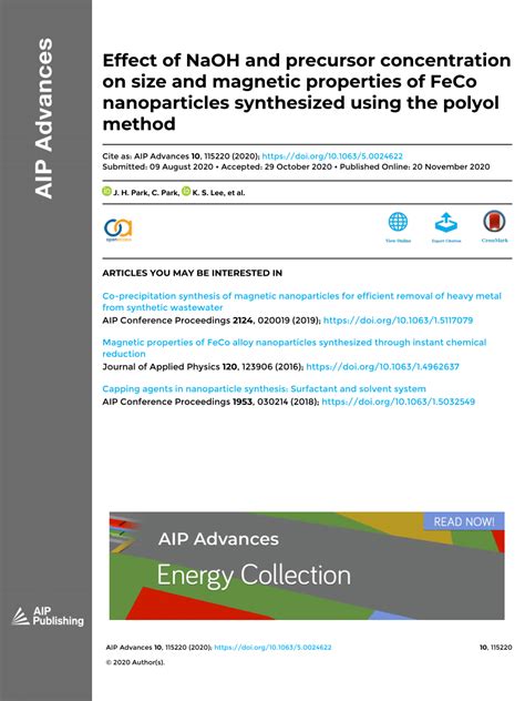 PDF Effect Of NaOH And Precursor Concentration On Size And Magnetic