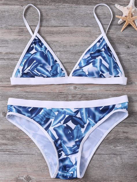 49 OFF High Cut Leaf Printing Women S Bikini Set Rosegal