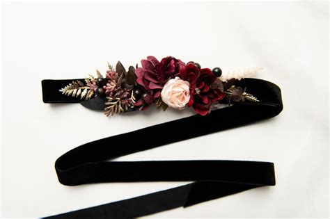 Black Flower Belt Black Floral Belt Gothic Belt Gothic Wedding Sash ...