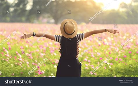 Beauty Girl Outdoors Enjoying Nature Beautiful Stock Photo 544868563 ...