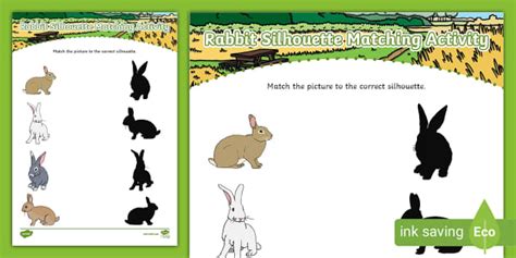 Rabbit Silhouette Matching Activity Hecho Por Educadores