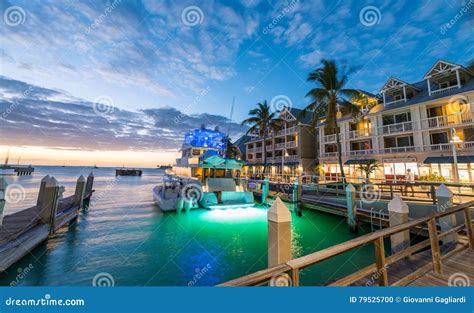 Pier on the Port of Key West, Florida at Sunset Stock Photo - Image of ...