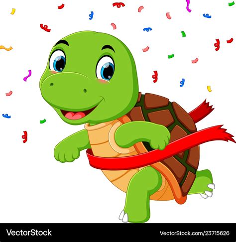 A Turtle Racing To The Finish Line Royalty Free Vector Image