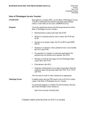 Fillable Online Wsu State Of Washington Invoice Voucher Form Fax Email