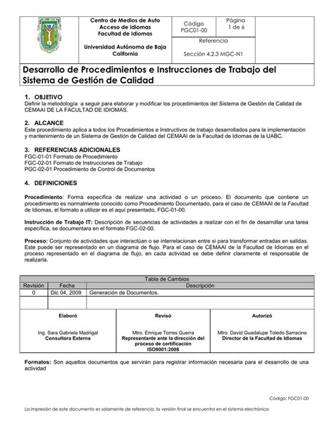 Instructivo De Trabajo Ejemplo Escuela