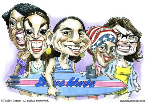 Political Cartoon Us Blue Wave Midterm Elections Ayanna Pressley Ocasio Cortez Sharice Davids