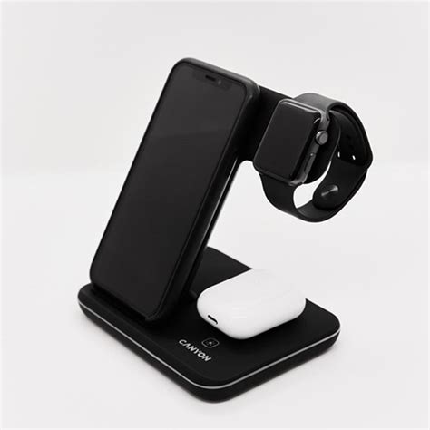 Беспроводное зарядное устройство Canyon 15W 3 в 1 CNS-WCS303B Black в ...