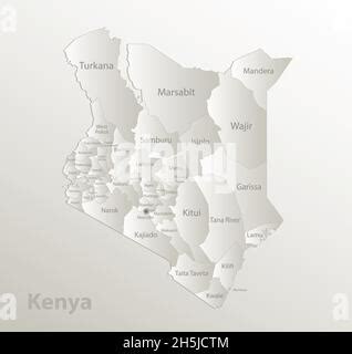 Kenya Map Separates Regions And Names Design Card Blackboard