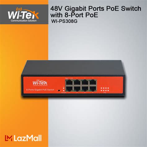 Wi Tek WI PS308G 10 Port 48V Gigabit Ports PoE Switch With 8 Port PoE