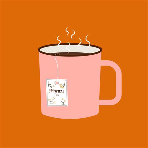 Retro Cup With Black Tea And Tea Bag Inside Hot Black Tea 25384711 Vector Art At Vecteezy
