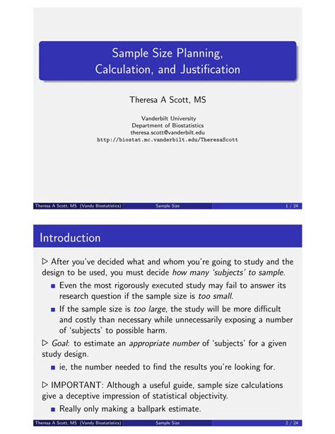 Pdf Sample Size Planning Calculation And Justification Dokumen Tips