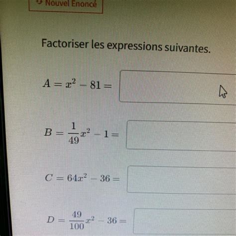 Bonjour Qql Pour Factoriser Ces Qql Quations Nosdevoirs Fr