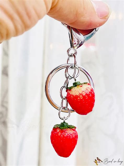 Birdinbag Strawberry Bag Charm Adorable And Stylish Accessory