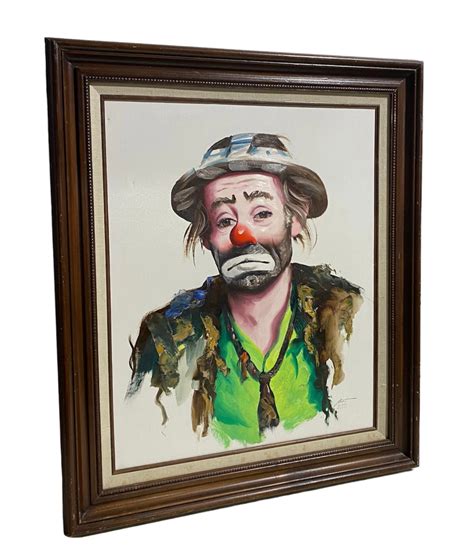 Vintage 1989 Rusty Rust Emmett Kelly Clown Painting Oil On Canvas