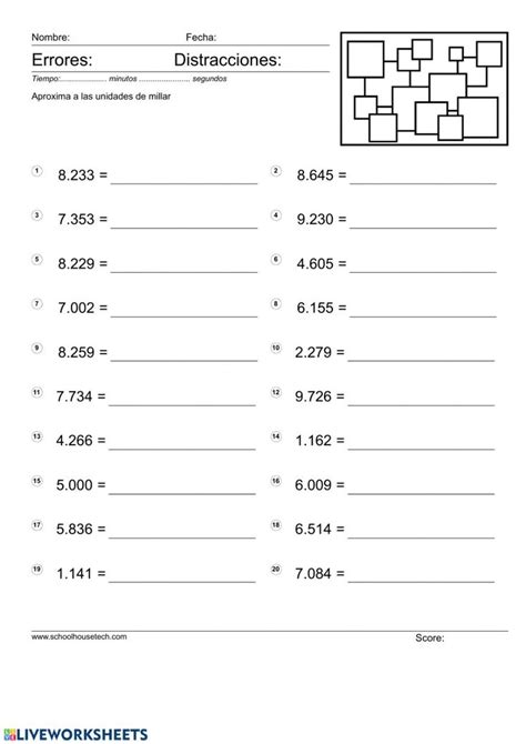 Aproximaci N A Las Unidades De Millar Worksheet School Subjects