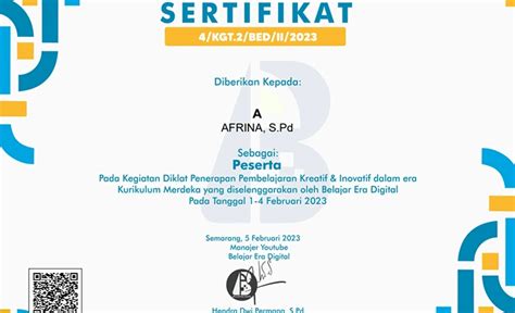 Contoh Sertifikat Pelatihan Pdf Word Fungsi Dan Cara Membuat