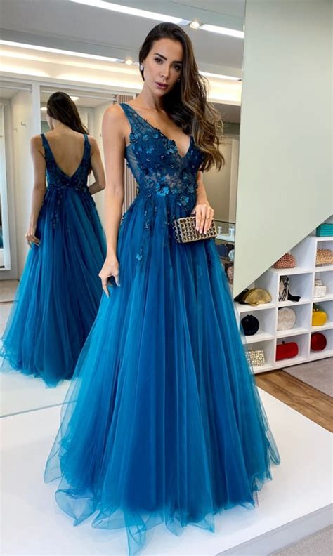 Inspirações de vestido azul petróleo Pronta pra Festa