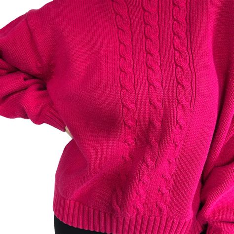 Long Sleeve Cable Knit Cropped Crewneck Sweater Talbots Etsy