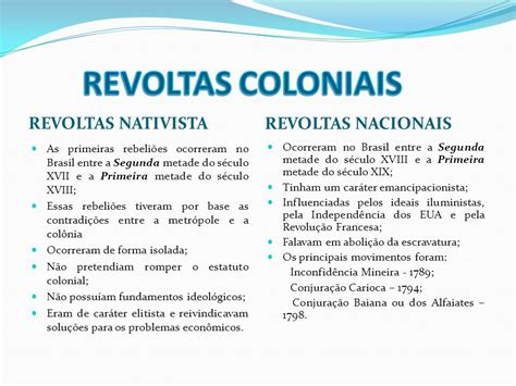 Revoltas Nativistas E Separatistas - Super Reforço: Qual a diferença entre Revoltas Nativistas e Revoltas ...