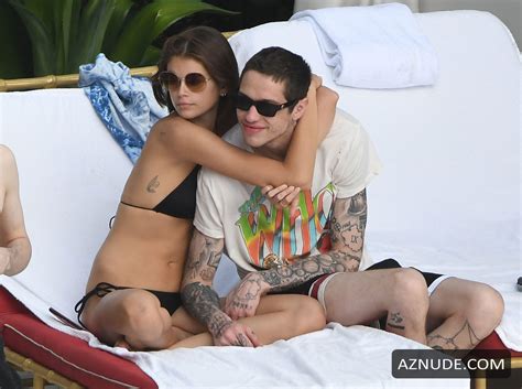 Kaia Gerber Wears A Black Bikini As She Kisses Boyfriend Pete Davidson By The Pool In Miami AZNude