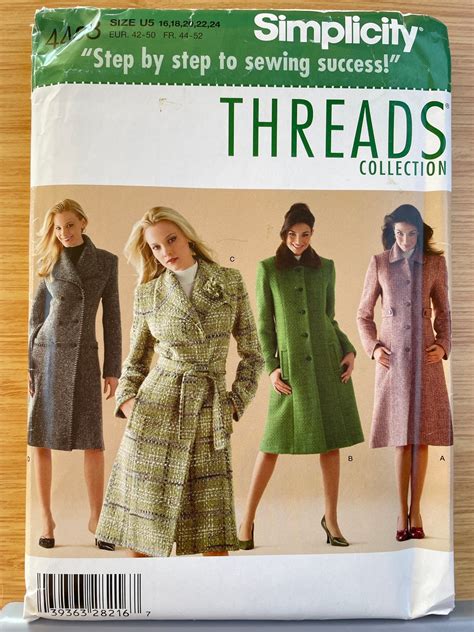 Simplicity 4403 Pattern Uncut Winter Coat Collection With Wrap Button Or Double Breasted