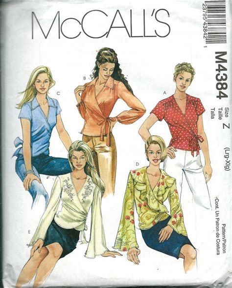 Misses Wrap Tops Pattern Mccalls 4384 Size L Xl Uncutg Etsy