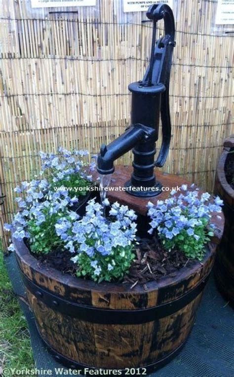 Oak Barrel Water Feature With Backyard Ponds Pinterest Garden