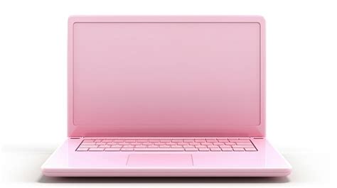 Premium Photo | A pink laptop with a white keyboard on the bottom.